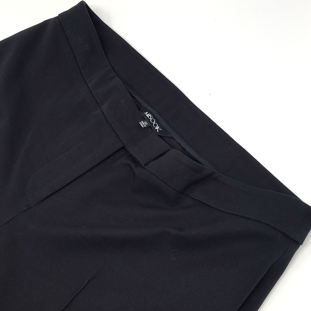 Misook Trouser Dress Pants Womens 10 Black Pleated Stretch Cotton Rayon‎ Spandex